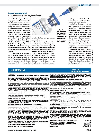 Vorschauseite 1: Diagnose Testosteronmangel: Nicht nur den Hormonspiegel bestimmen