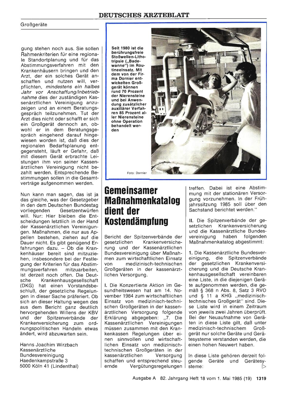 Vorschauseite 1: Gemeinsamer Maßnahmenkatalog dient der Kostendämpfung