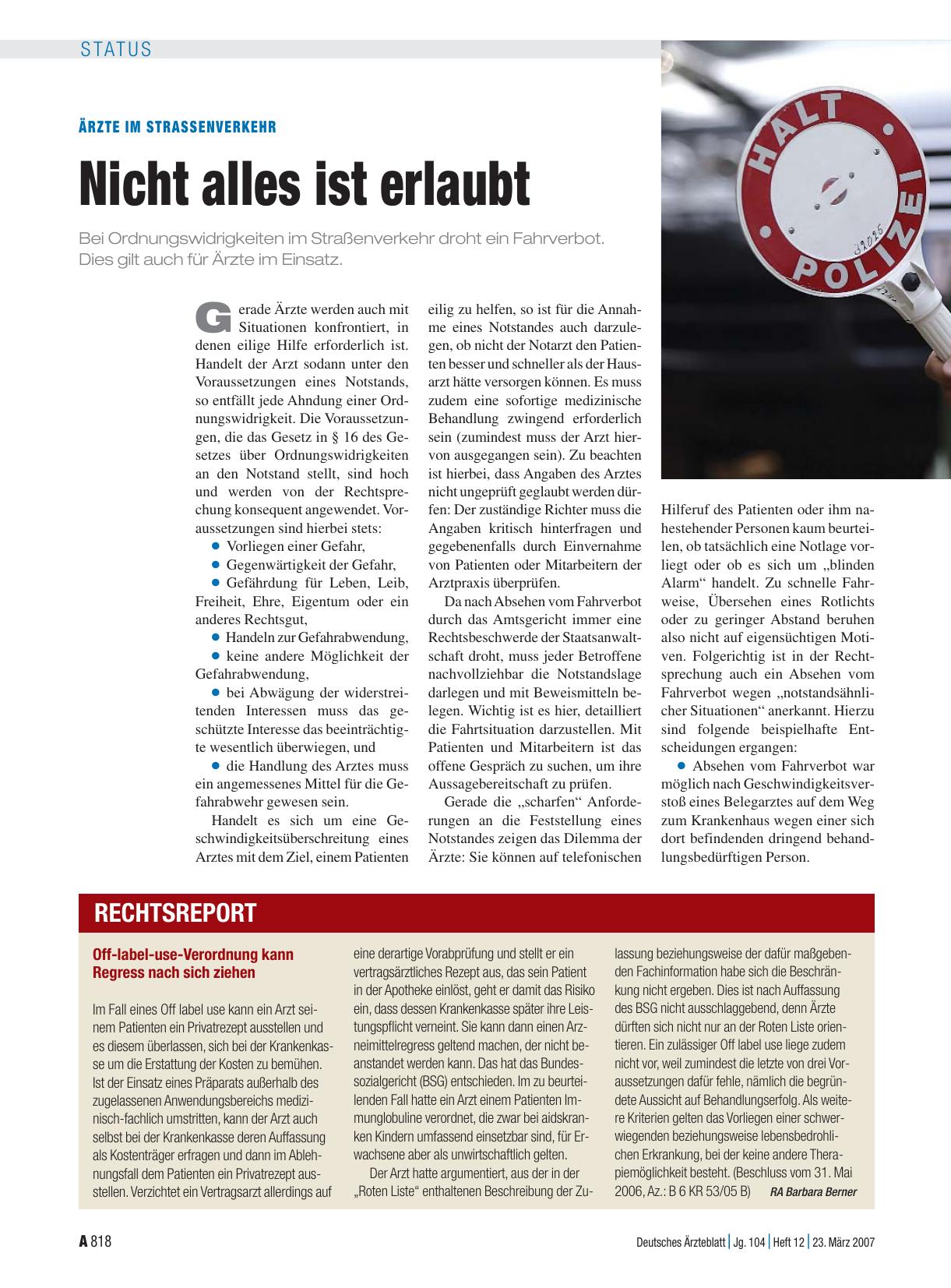 Vorschauseite 1: Off-label-use-Verordnung kann: Regress nach sich ziehen