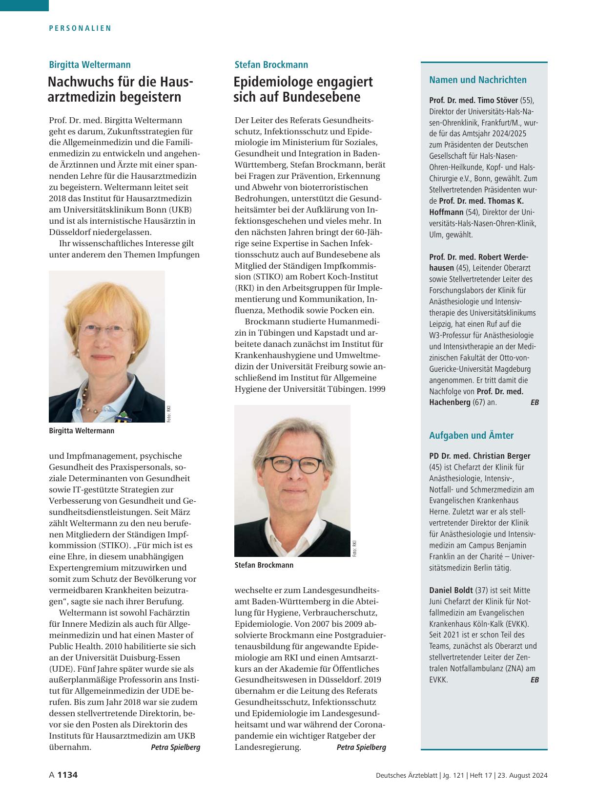 Vorschauseite 1: Namen und Nachrichten / Aufgaben und Ämter