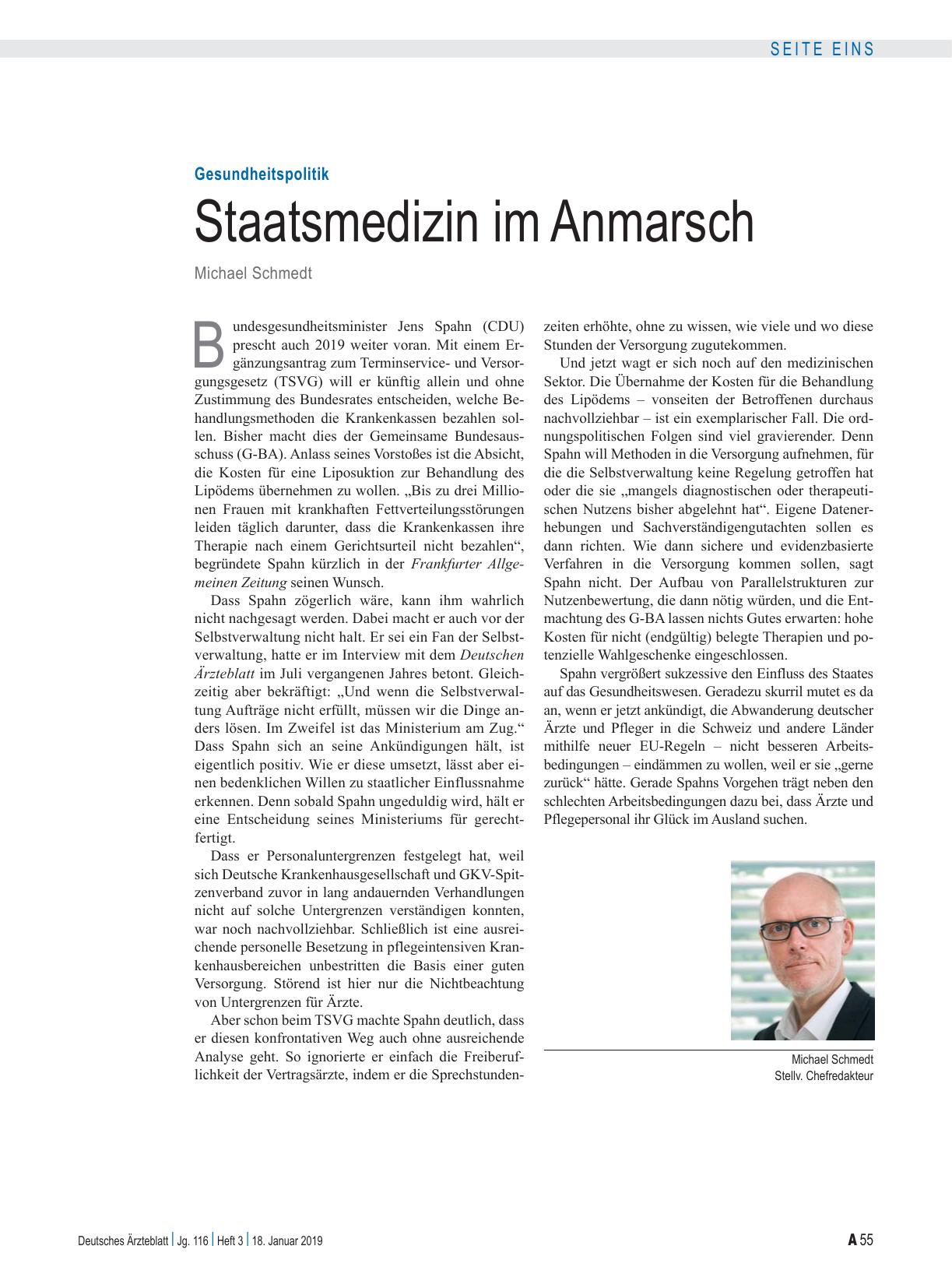 Vorschauseite 1: Gesundheitspolitik: Staatsmedizin im Anmarsch