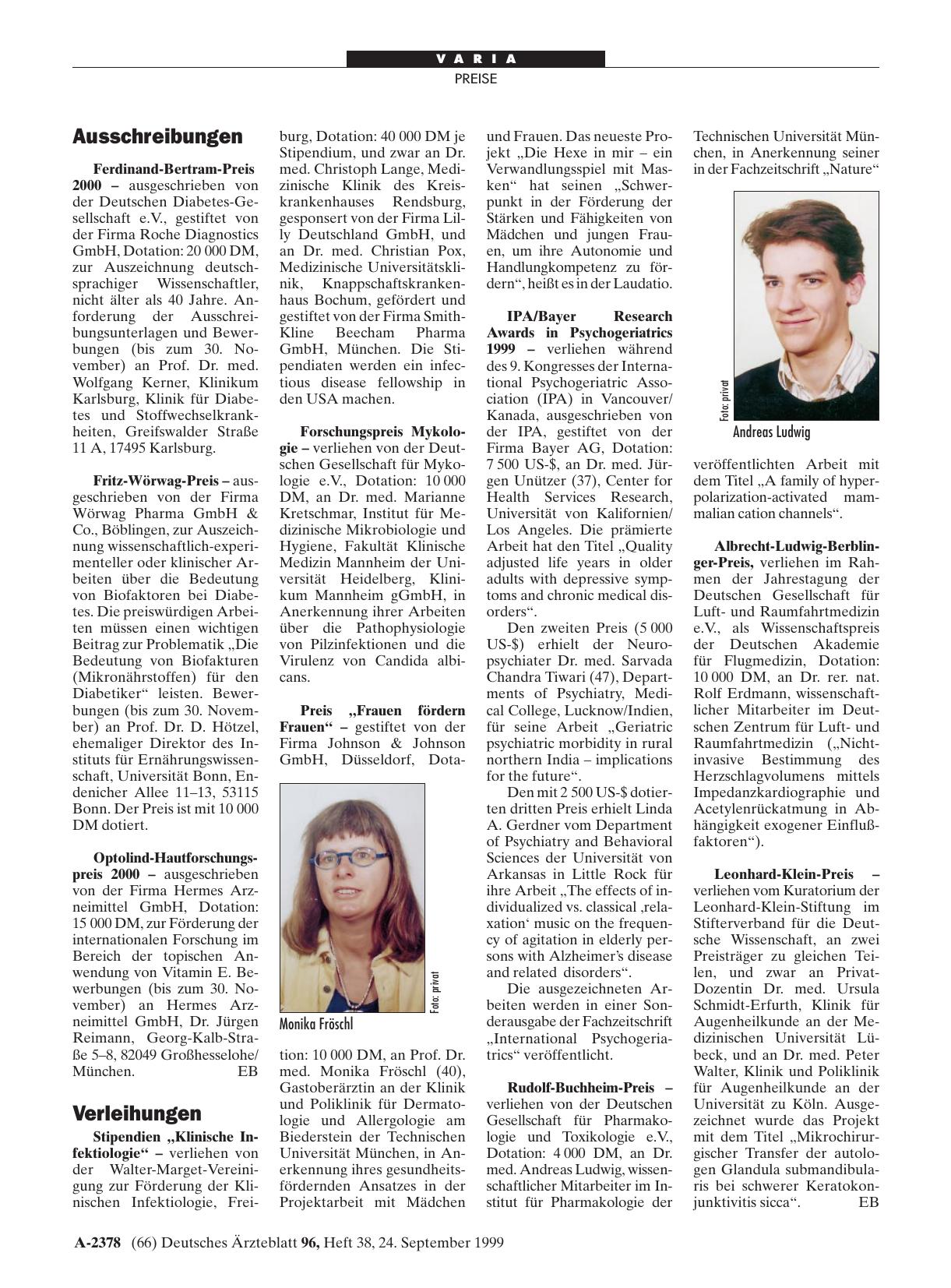 Vorschauseite 1: Verleihungen
