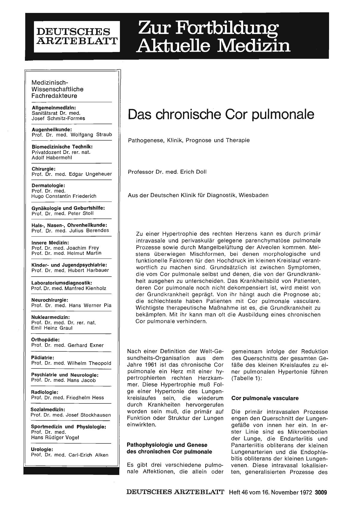 Vorschauseite 1: Das chronische Cor pulmonale: Pathogenese, Klinik, Prognose und Therapie