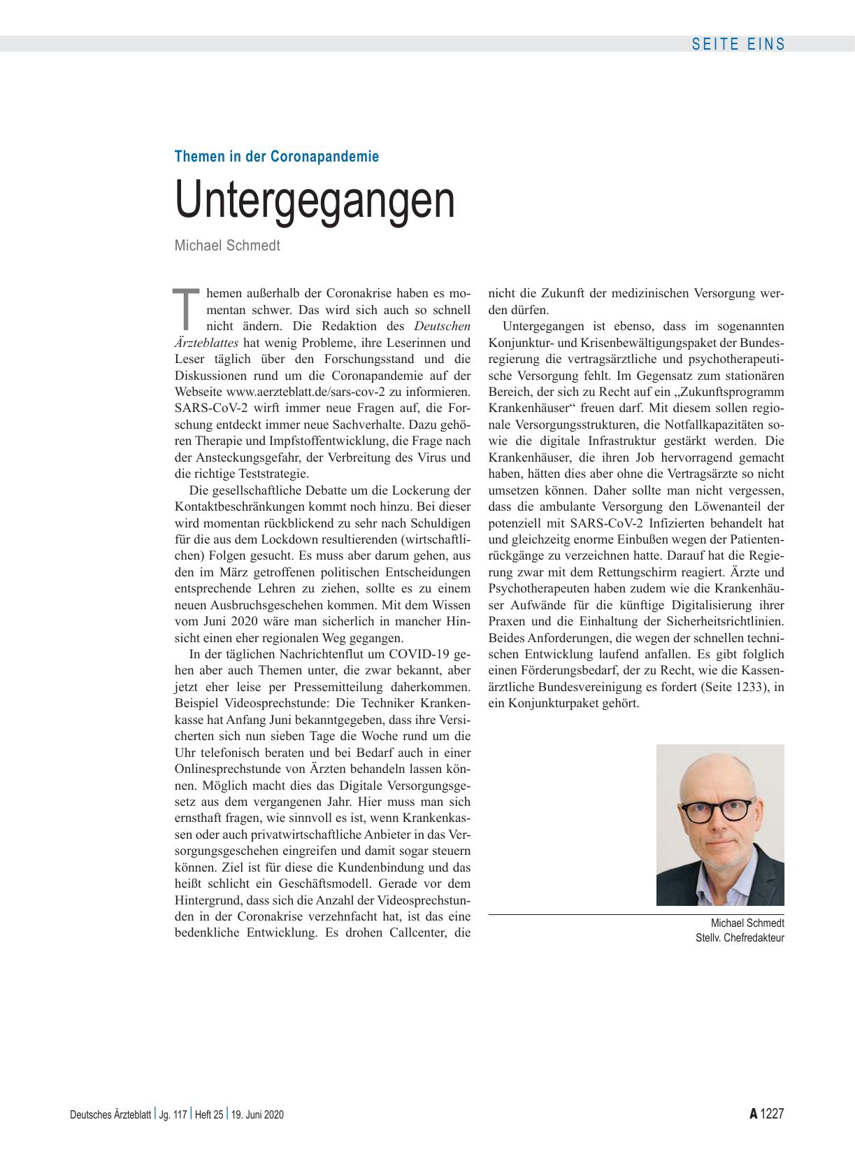 Vorschauseite 1: Themen in der Coronapandemie: Untergegangen