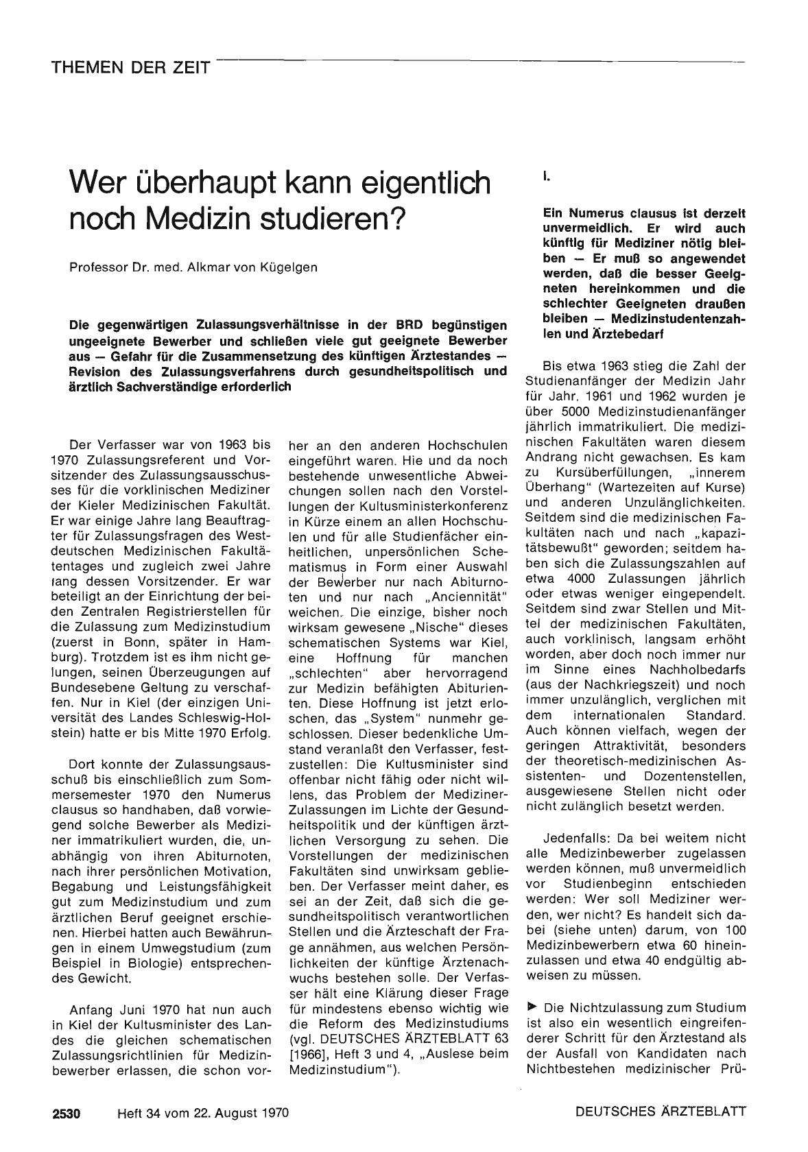 Vorschauseite 1: Wer überhaupt kann eigentlich noch Medizin studieren?