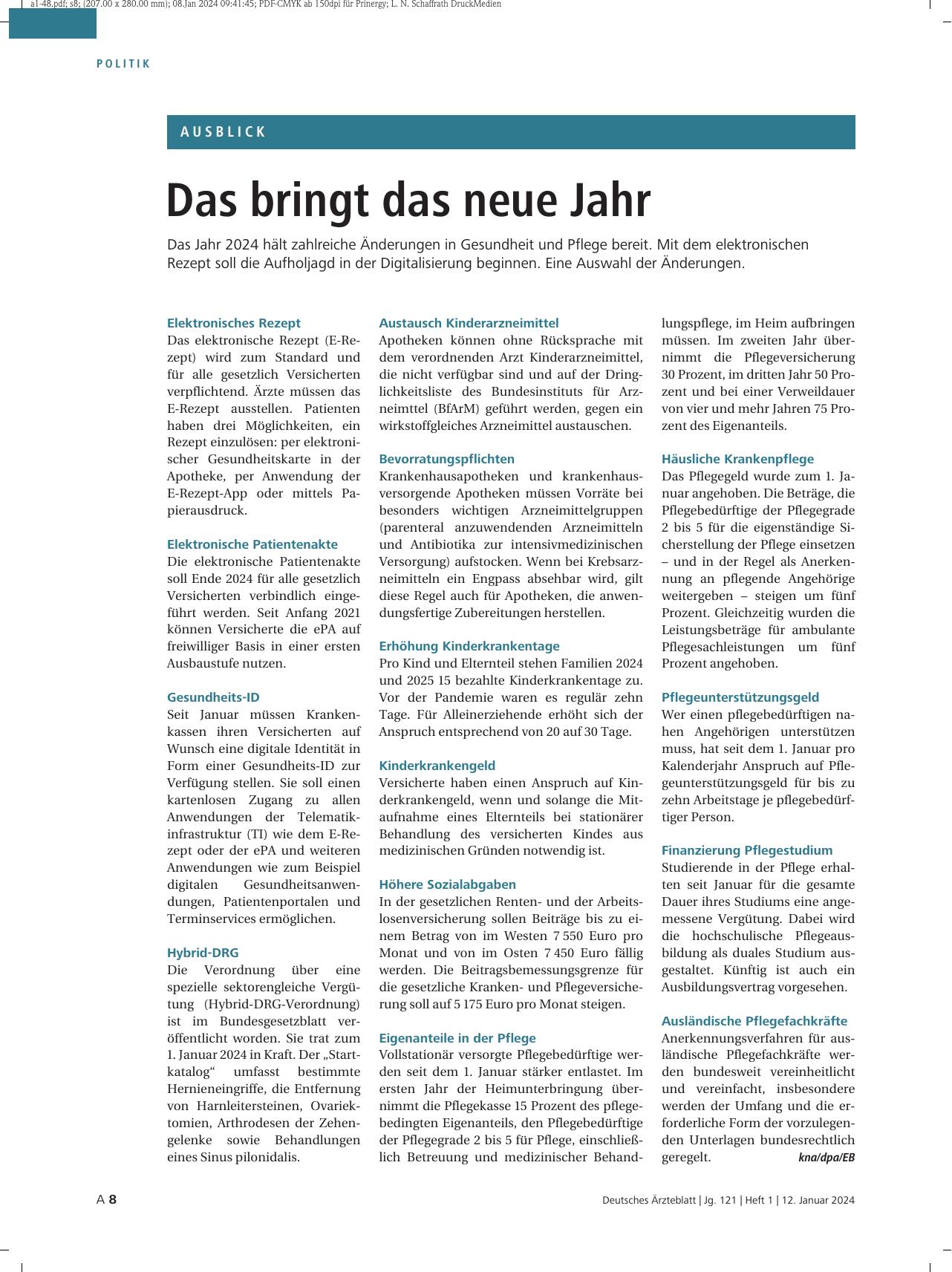 Vorschauseite 1: Das bringt das neue Jahr.