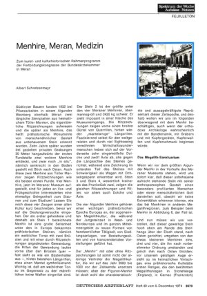 Vorschauseite 1: Menhire, Meran, Medizin