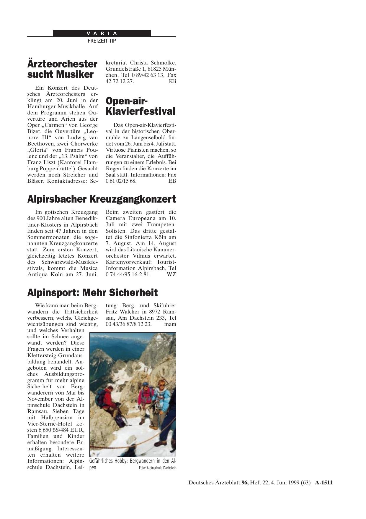 Vorschauseite 1: Ärzteorchester sucht Musiker
