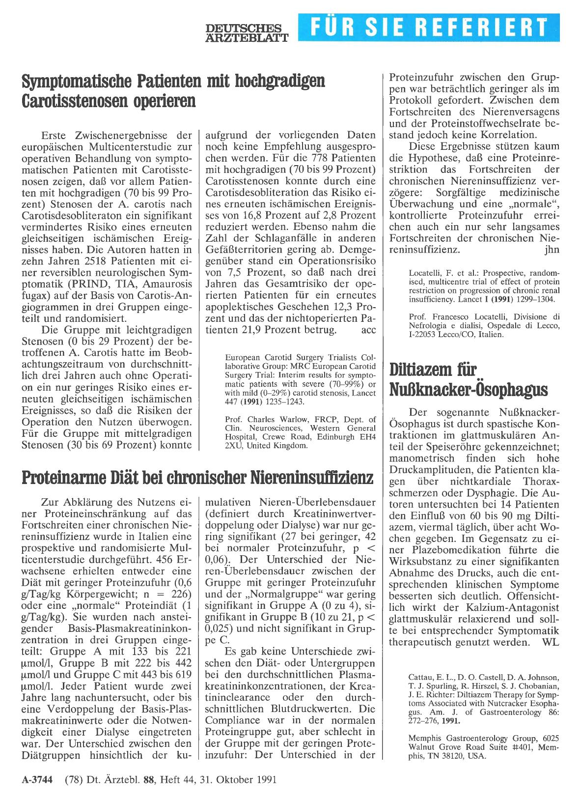 Vorschauseite 1: Diltiazem für Nußknacker-Ösophagus