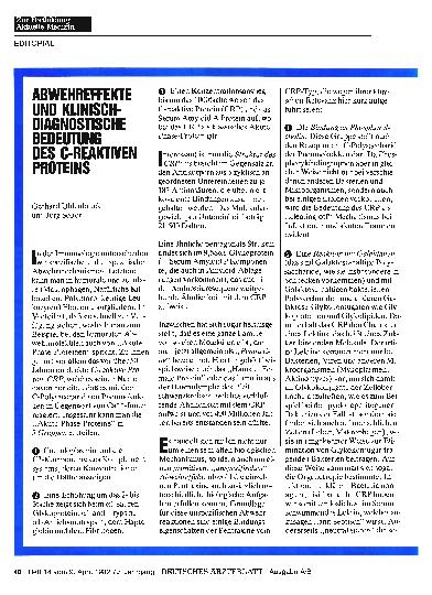 Vorschauseite 1: Abwehreffekte und klinisch-diagnostische Bedeutung des C-reaktiven Proteins