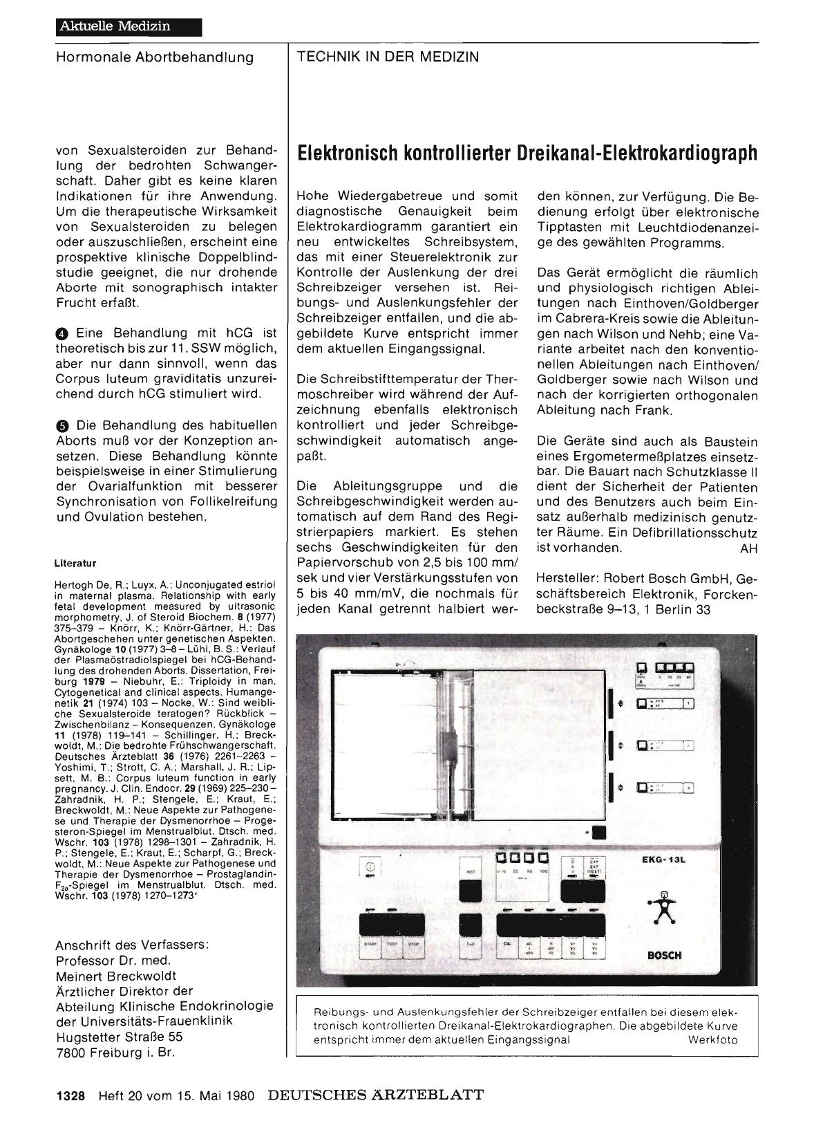 Vorschauseite 1: Elektronisch kontrollierter Dreikanal-Elektrokardiograph