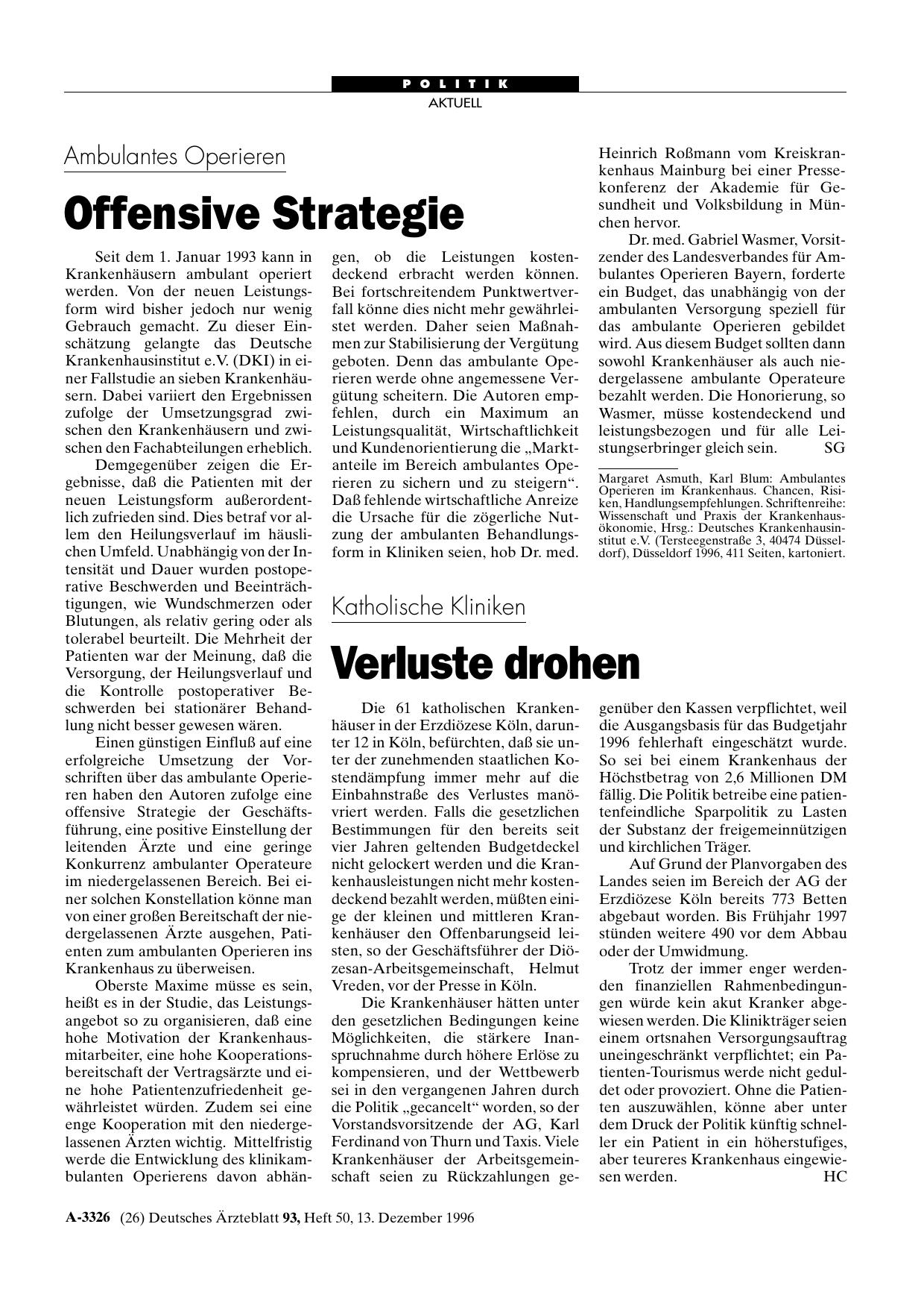 Vorschauseite 1: Ambulantes Operieren: Offensive Strategie