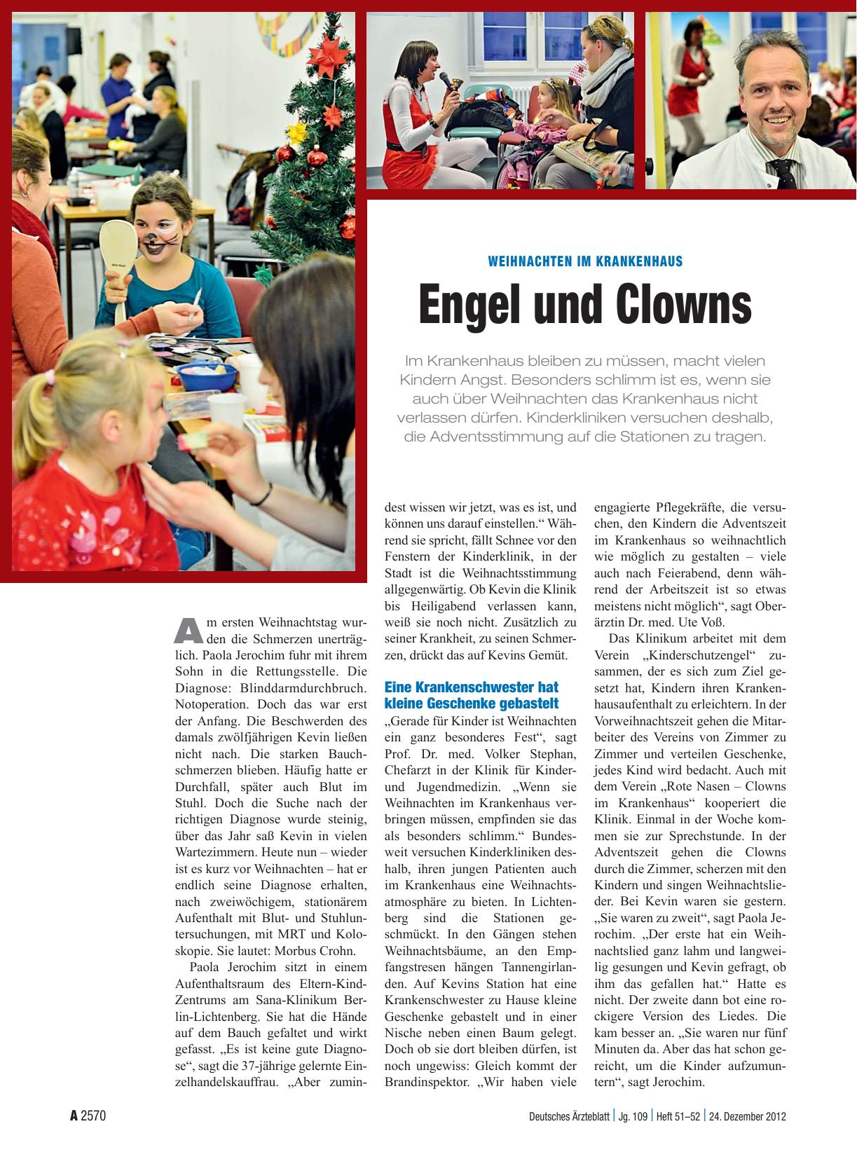 Vorschauseite 1: Weihnachten im Krankenhaus: Engel und Clowns