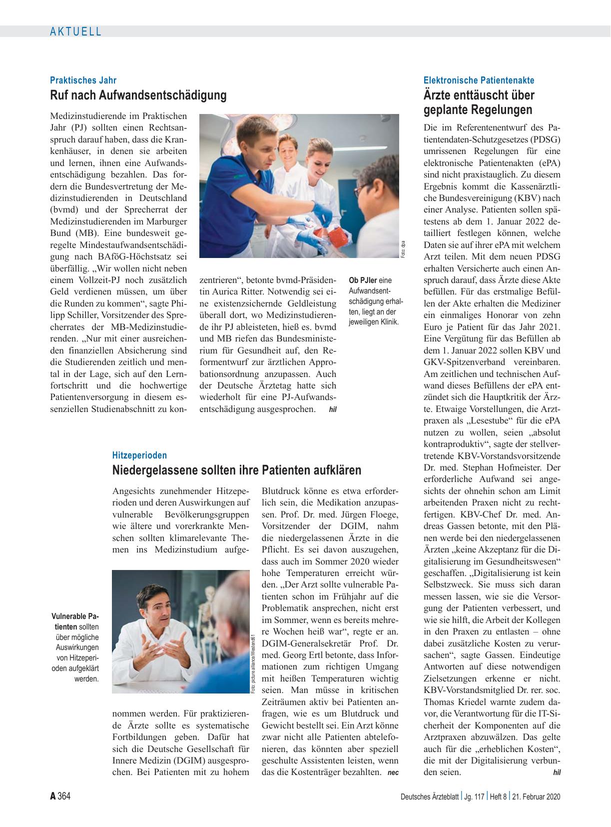 Vorschauseite 1: Praktisches Jahr: Ruf nach Aufwandsentschädigung