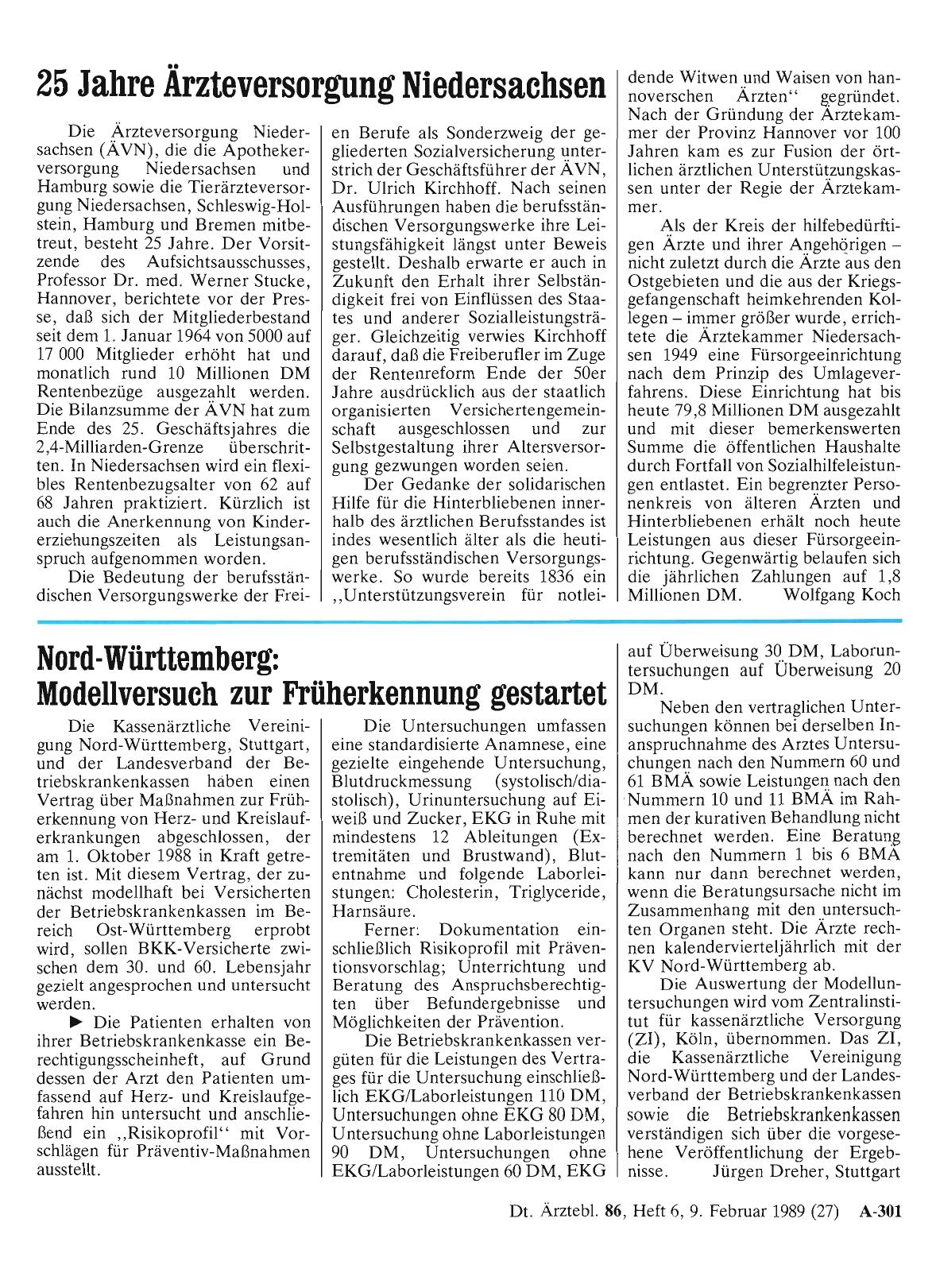 Vorschauseite 1: Nord-Württemberg: Modellversuch zur Früherkennung gestartet