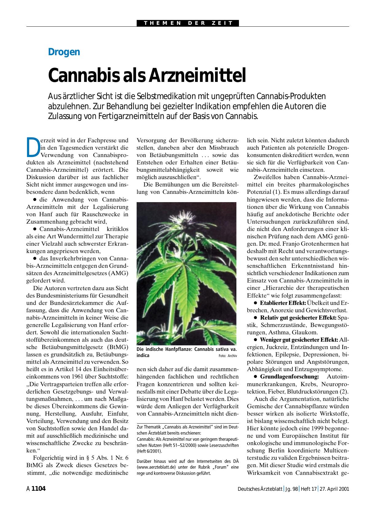 Vorschauseite 1: Drogen: Cannabis als Arzneimittel