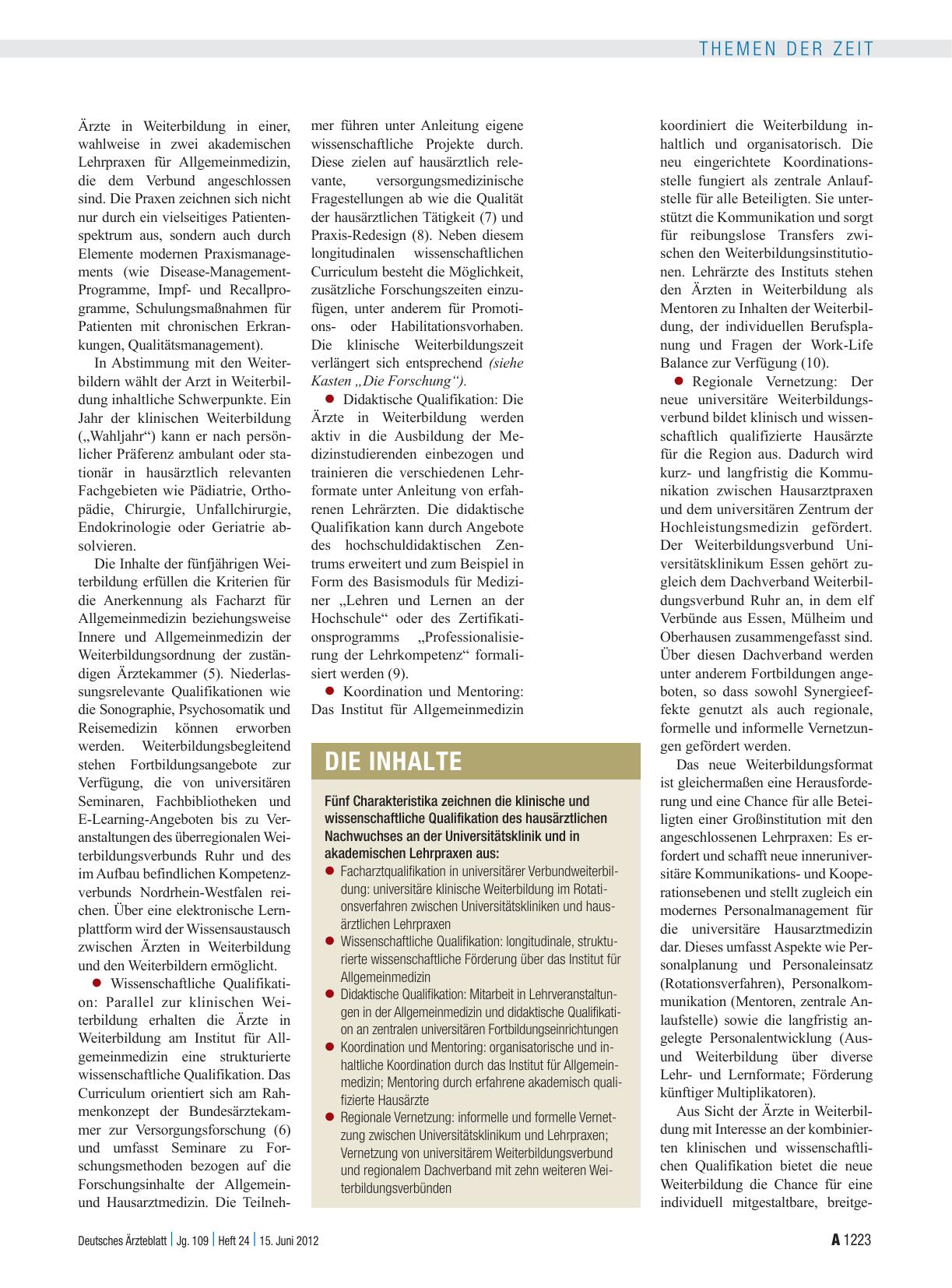 Vorschauseite 2: Integrierte universitäre Weiterbildung Allgemeinmedizin: Hausarzt und Wissenschaftler in einem