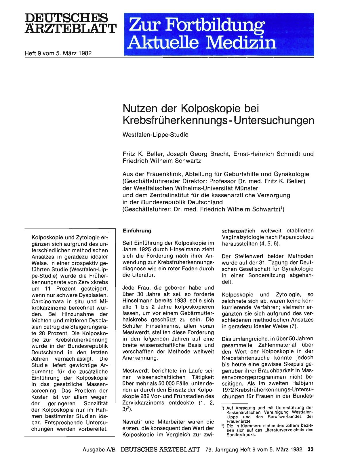 Vorschauseite 1: Nutzen der Kolposkopie bei Krebsfrüherkennungs - Untersuchungen