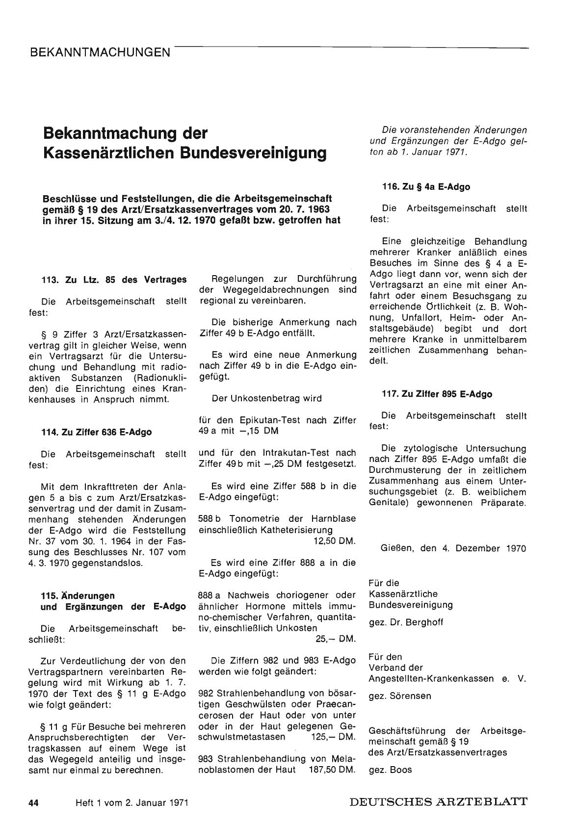 Vorschauseite 1: Bekanntmachung der Kassenärztlichen Bundesvereinigung