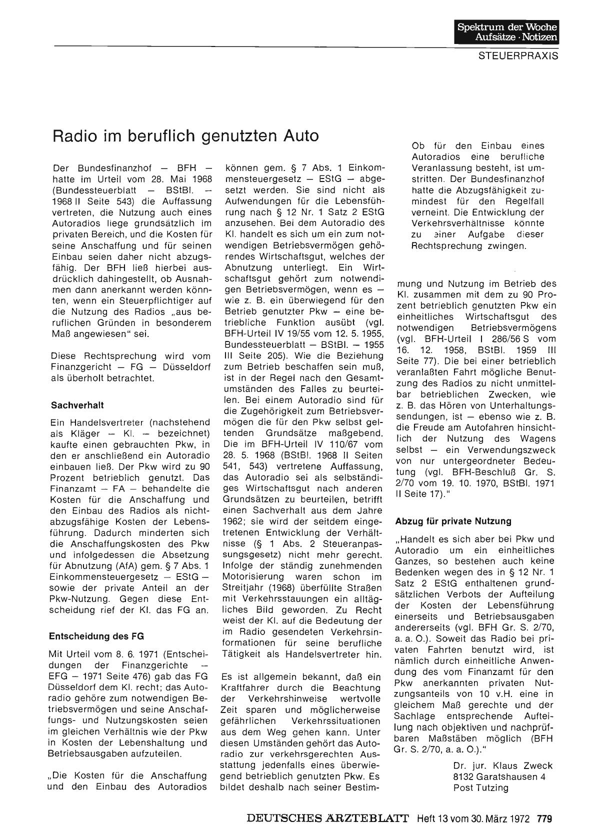 Vorschauseite 1: Radio im beruflich genutzten Auto