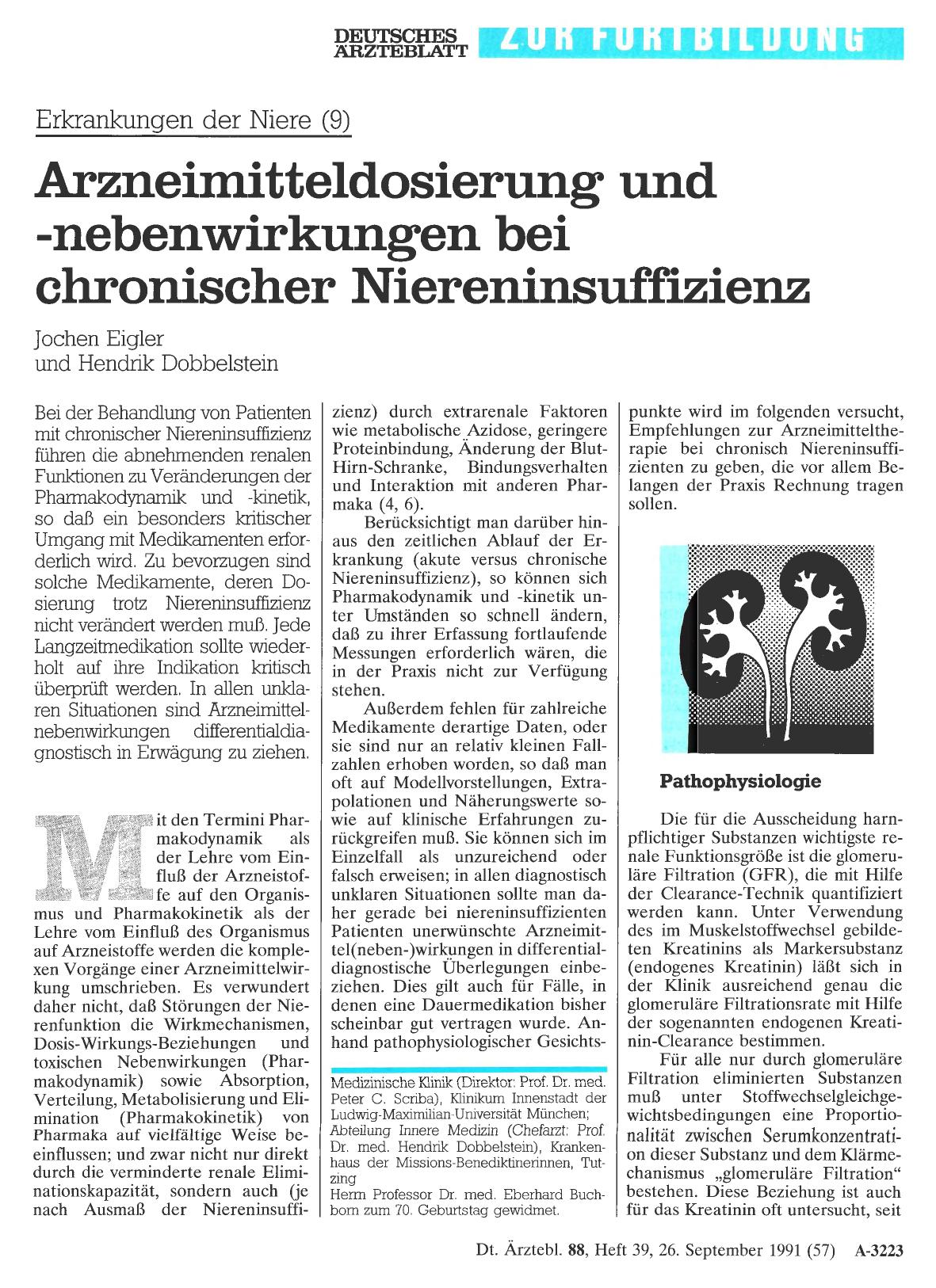 Vorschauseite 1: Erkrankungen der Niere (9) Arzneimitteldosierung und -nebenwirkungen bei chronischer Niereninsuffizienz