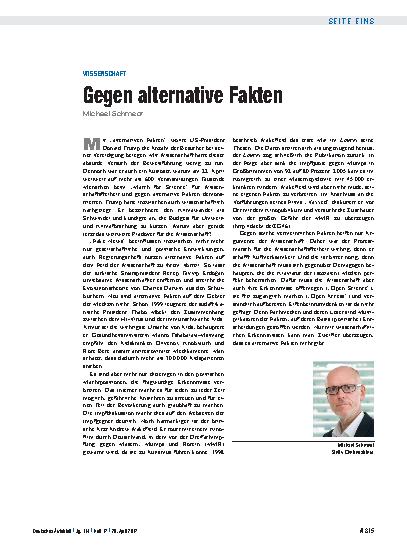 Vorschauseite 1: Wissenschaft: Gegen alternative Fakten