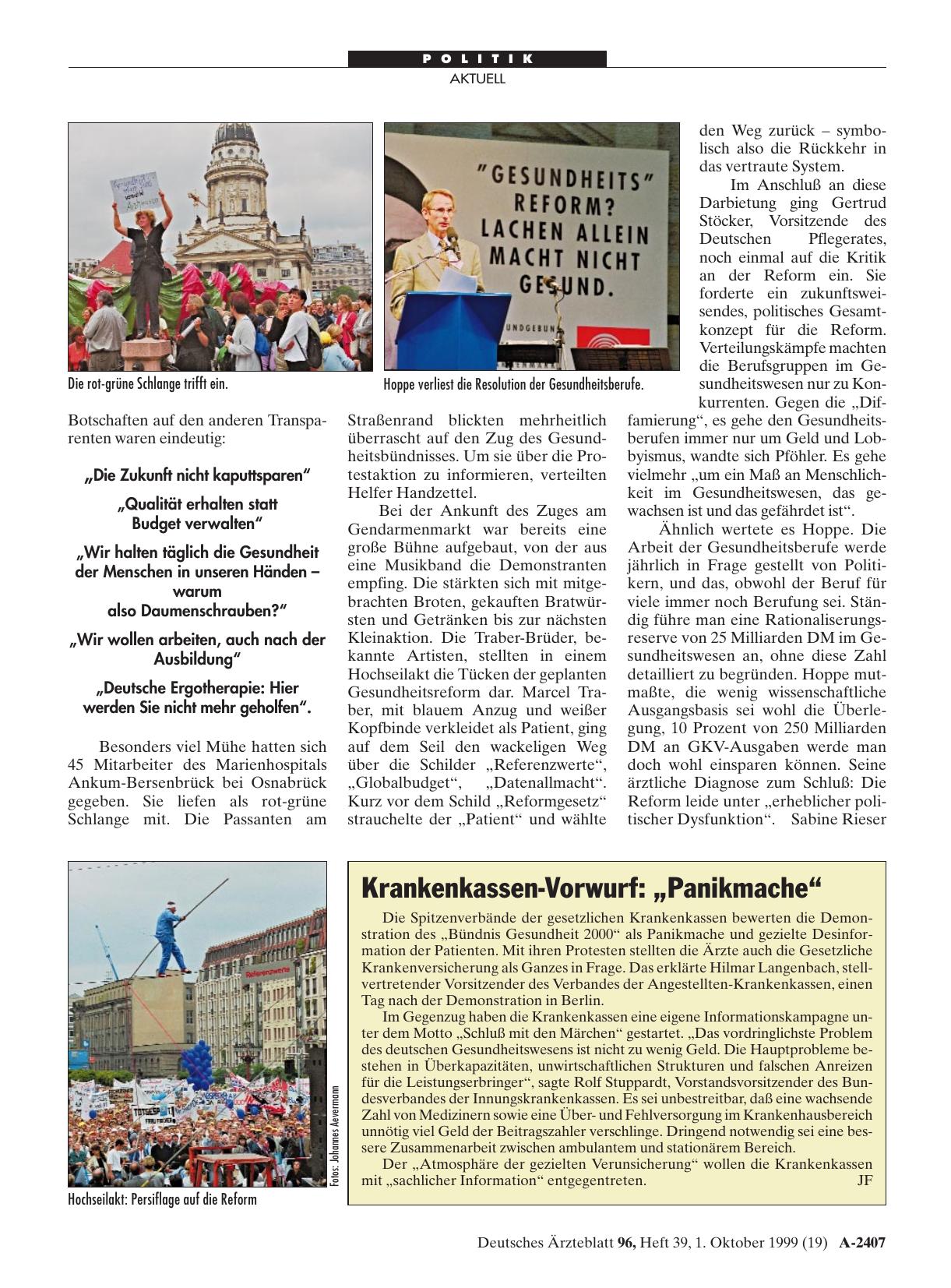 Vorschauseite 1: Krankenkassen-Vorwurf: „Panikmache“