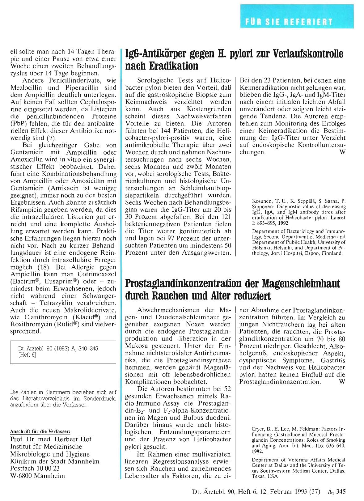 Vorschauseite 1: IgG-Antikörper gegen H. pylori zur Verlaufskontrolle nach Eradikation