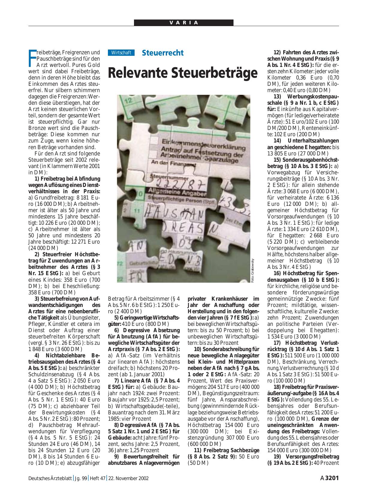 Vorschauseite 1: Steuerrecht: Relevante Steuerbeträge