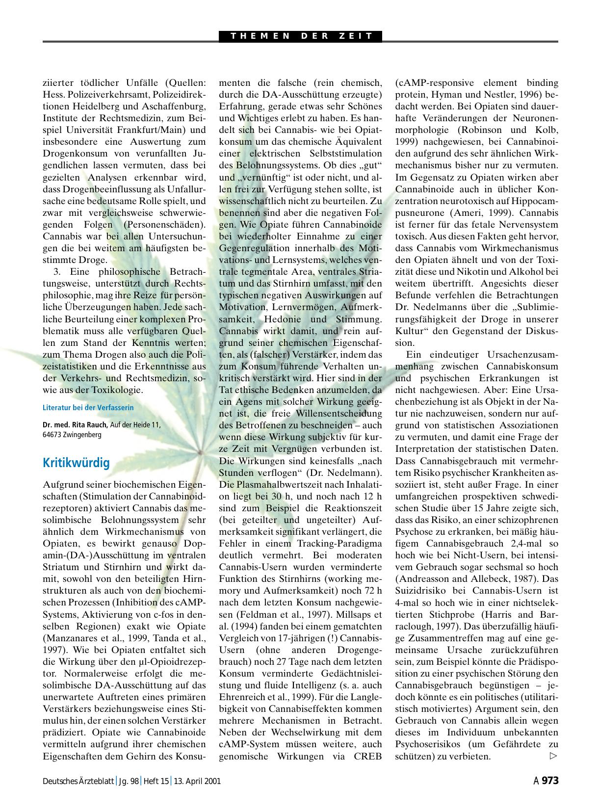 Vorschauseite 1: Drogenpolitik - Das Verbot von Cannabis ist ein „kollektiver Irrweg“: Kritikwürdig