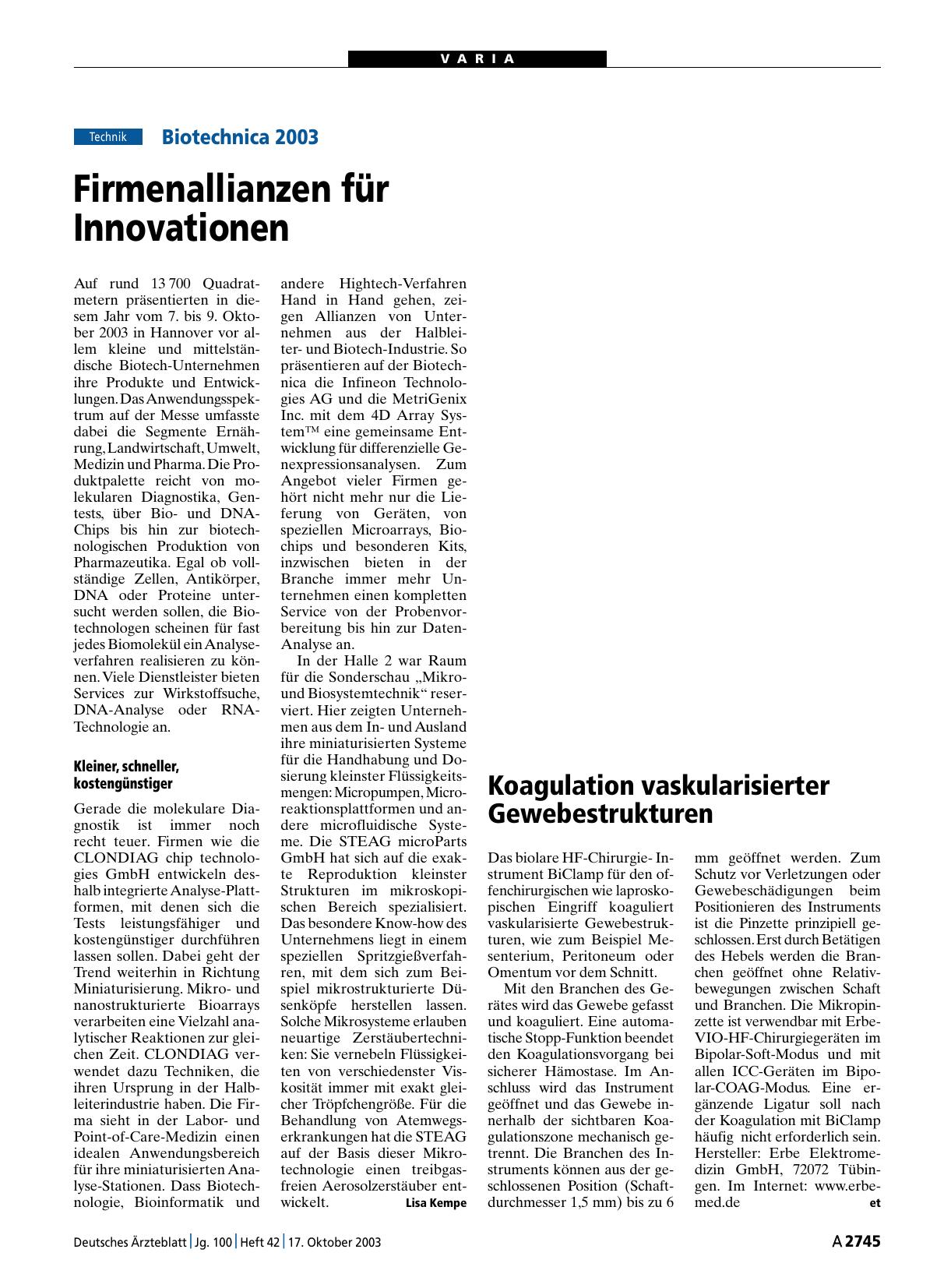 Vorschauseite 1: Koagulation vaskularisierter Gewebestrukturen
