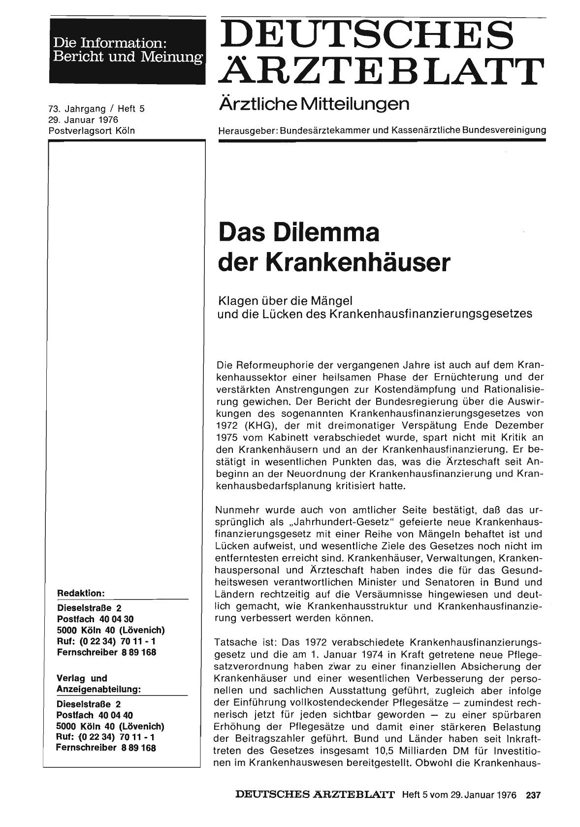 Vorschauseite 1: Das Dilemma der Krankenhäuser