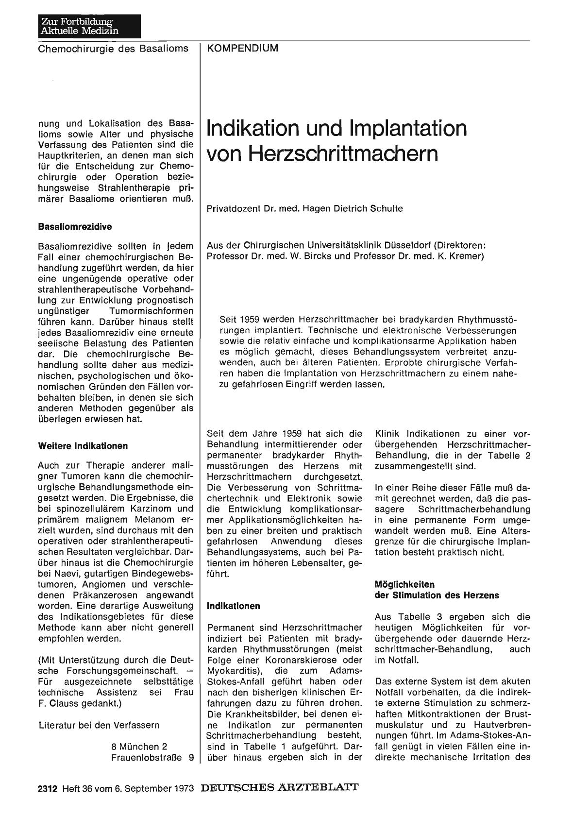 Vorschauseite 1: Indikation und Implantation von Herzschrittmachern