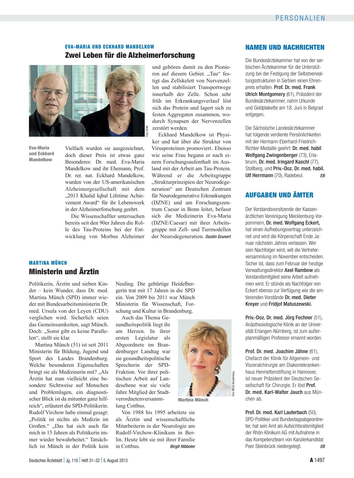 Vorschauseite 1: Eva-Maria und Eckhard Mandelkow: Zwei Leben für die Alzheimerforschung