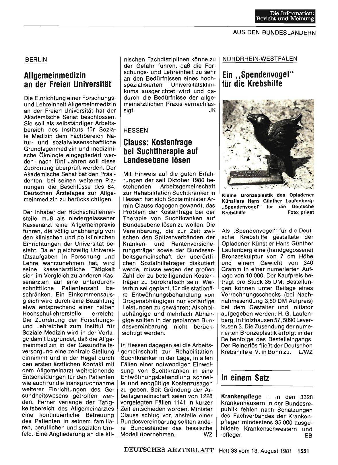 Vorschauseite 1: BERLIN: Allgemeinmedizin an der Freien Universität