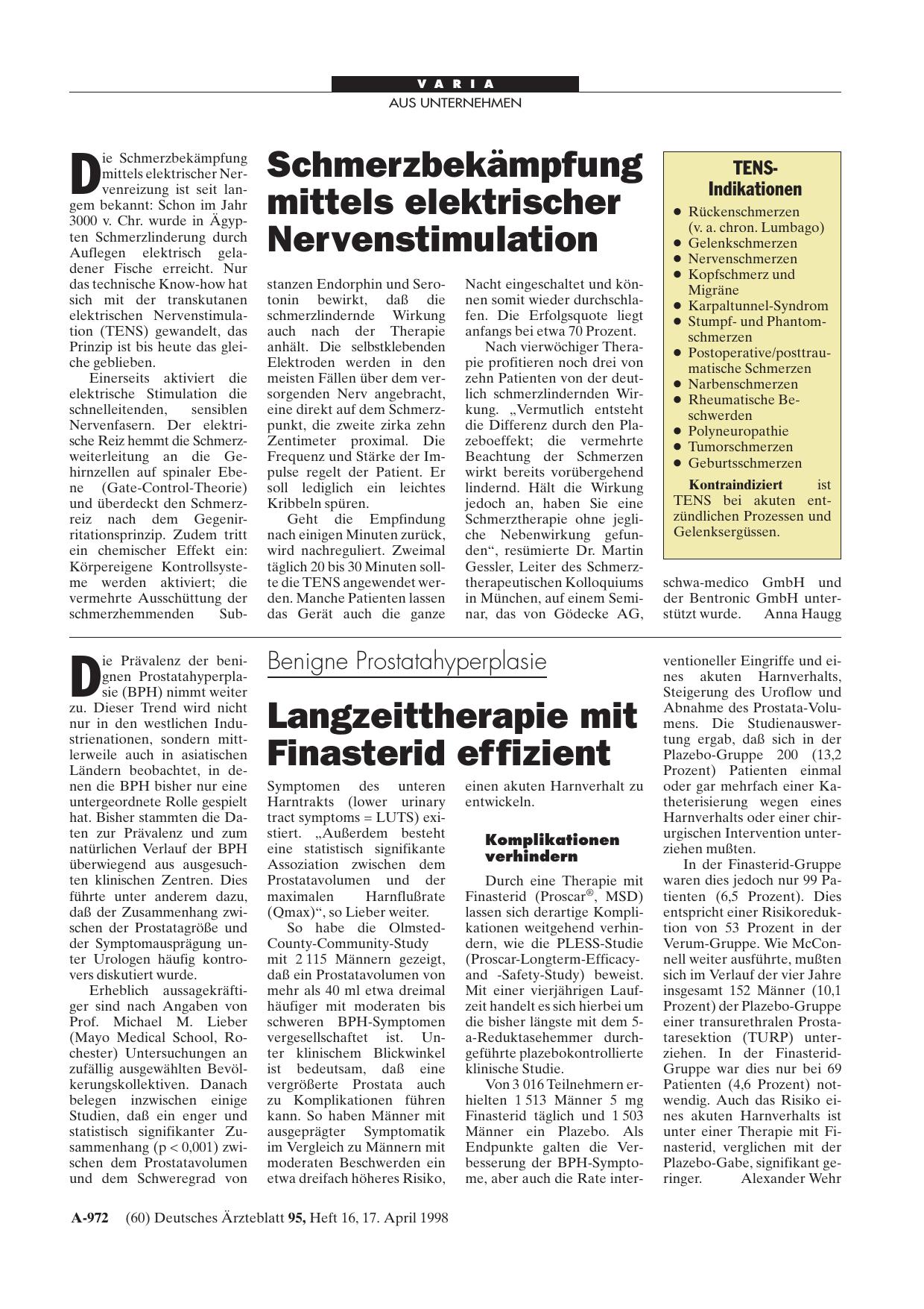 Vorschauseite 1: Benigne Prostatahyperplasie: Langzeittherapie mit Finasterid effizient