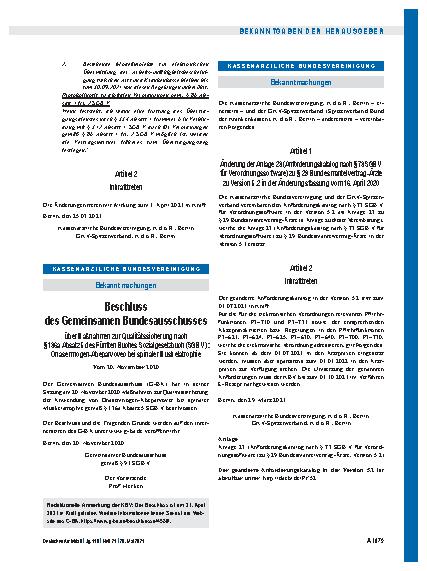 Vorschauseite 1: Änderung der Anlage 23 (Anforderungskatalog nach § 73 SGB V für Verordnungssoftware) zu § 29 Bundesmantelvertrag-Ärzte zu Version 5. 2 in der Änderungsfassung vom 16. April 2020