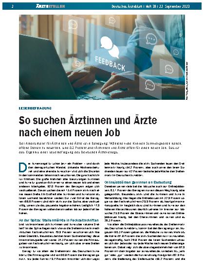 Vorschauseite 1: Leserbefragung: So suchen Ärztinnen und Ärzte nach einem neuen Job