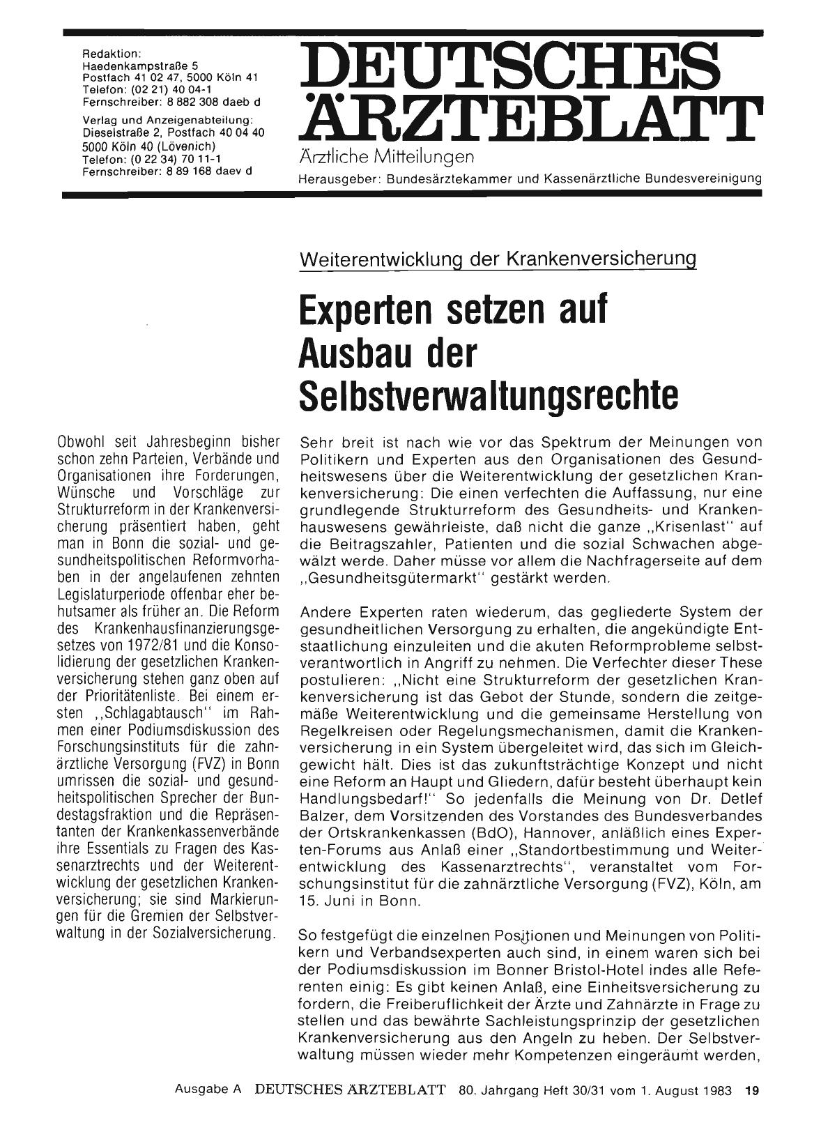 Vorschauseite 1: Weiterentwicklung der Krankenversicherung: Experten setzen auf Ausbau der Selbstverwaltungsrechte