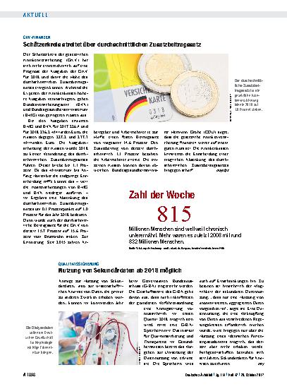 Vorschauseite 1: GKV-Finanzen: Schätzerkreis streitet über durchschnittlichen Zusatzbeitragssatz