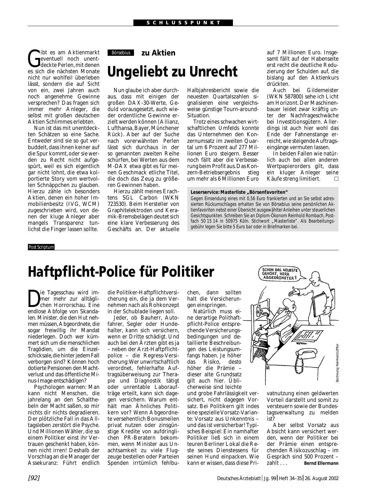 Vorschauseite 1: zu Aktien: Ungeliebt zu Unrecht