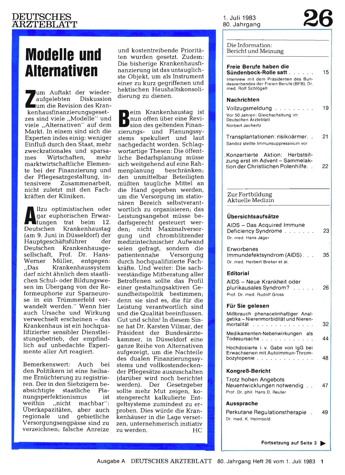 Vorschauseite 1: GESUNDHEITSPOLITIK: Nachdenken
