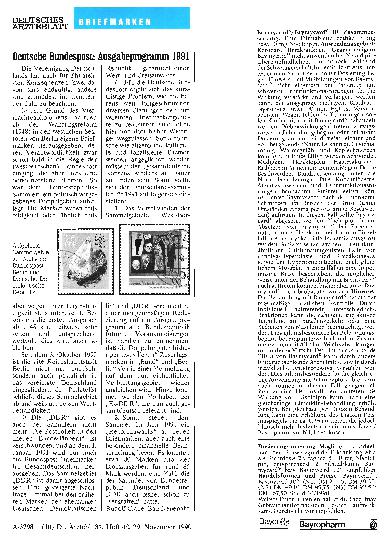 Vorschauseite 1: Deutsche Bundespost: Ausgabeprogramm 1991