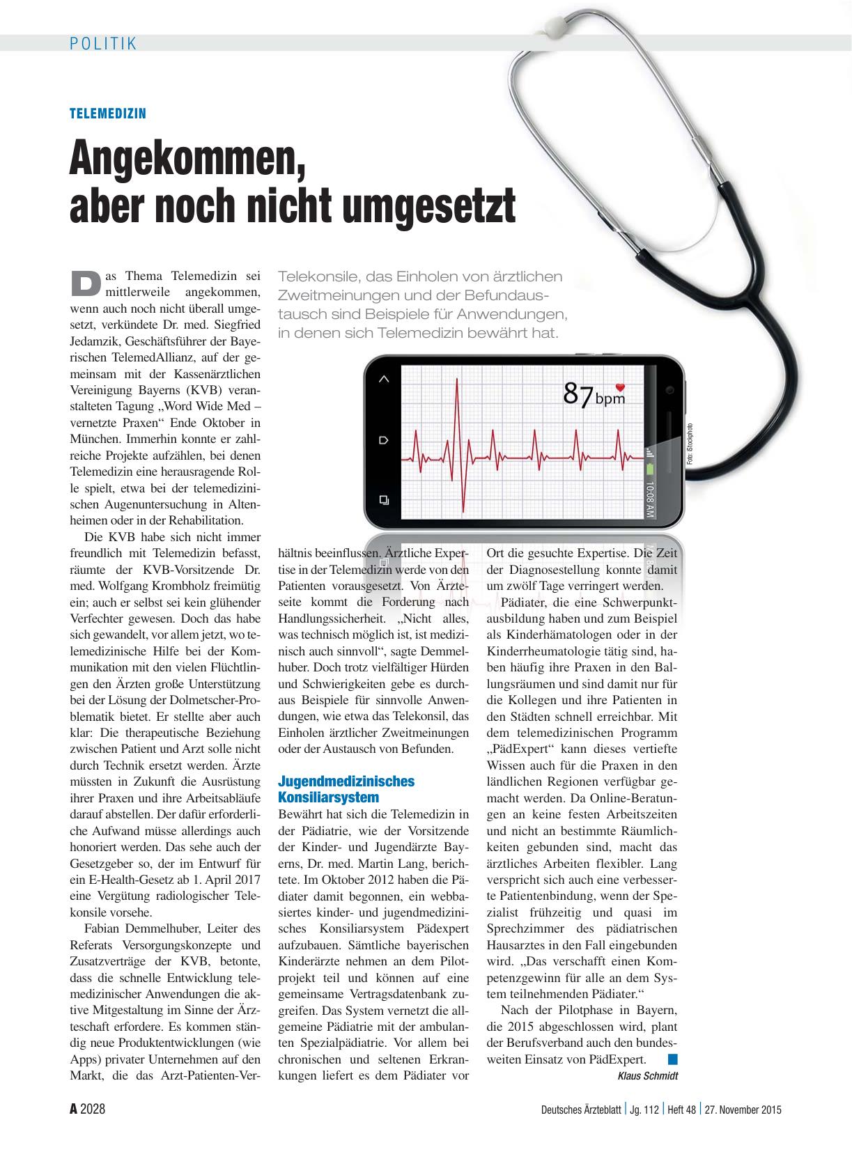 Vorschauseite 1: Telemedizin: Angekommen, aber noch nicht umgesetzt
