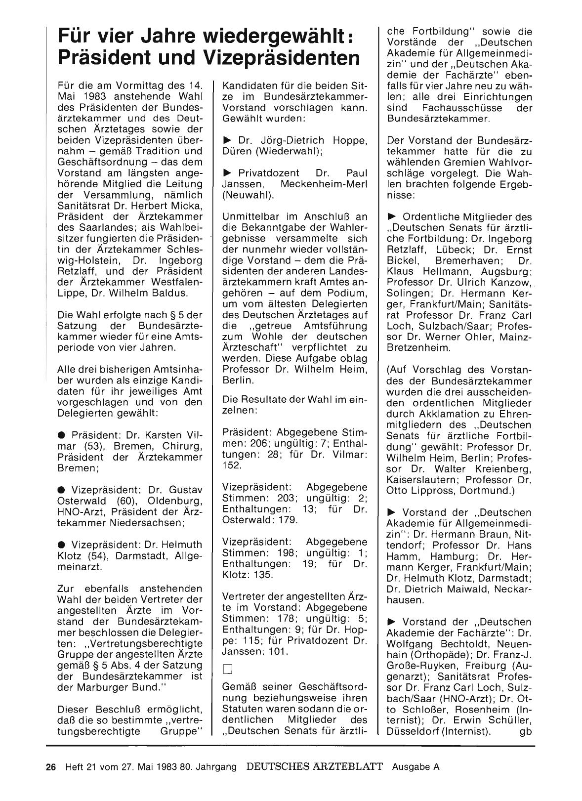 Vorschauseite 1: Für vier Jahre wiedergewählt: Präsident und Vizepräsidenten
