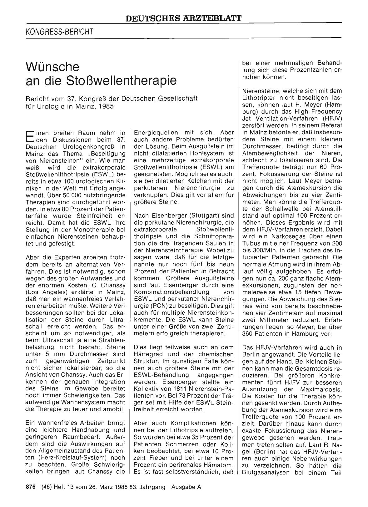 Vorschauseite 1: Wünsche an die Stoßwellentherapie