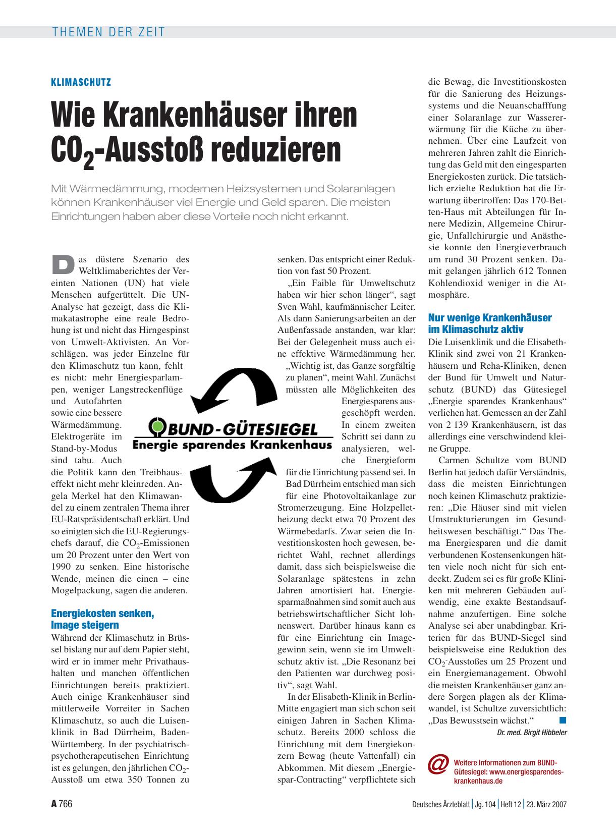 Vorschauseite 1: Klimaschutz: Wie Krankenhäuser ihren CO2-Ausstoß reduzieren