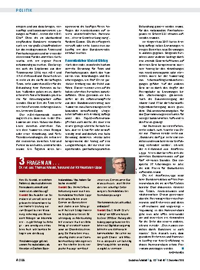Vorschauseite 1: 3 Fragen an. .. Dr. rer. soc. Thomas Kriedel, Vorstand der KV Westfalen-Lippe
