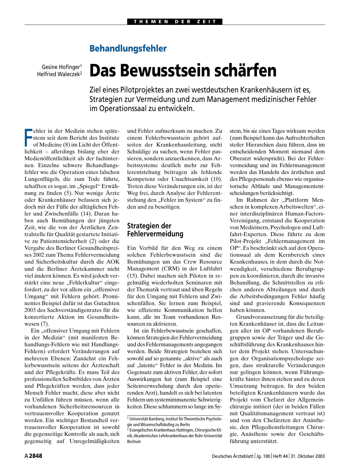 Vorschauseite 1: Behandlungsfehler: Das Bewusstsein schärfen