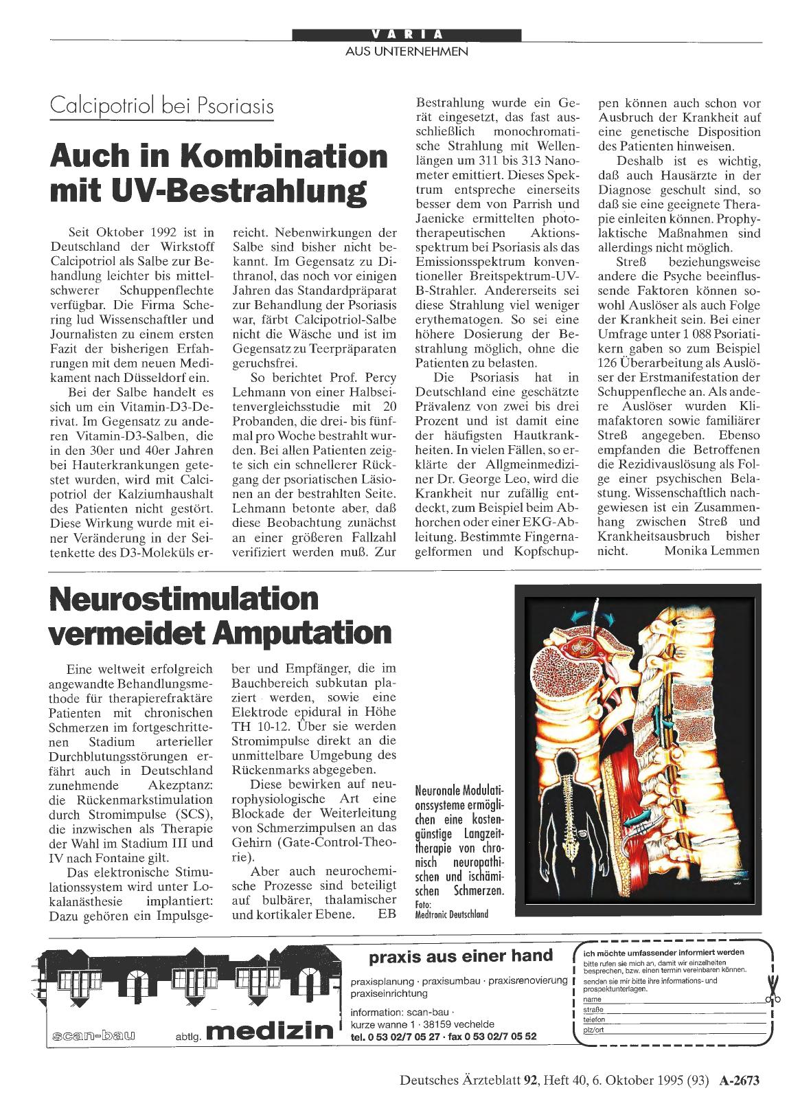 Vorschauseite 1: Neurostimulation vermeidet Amputation